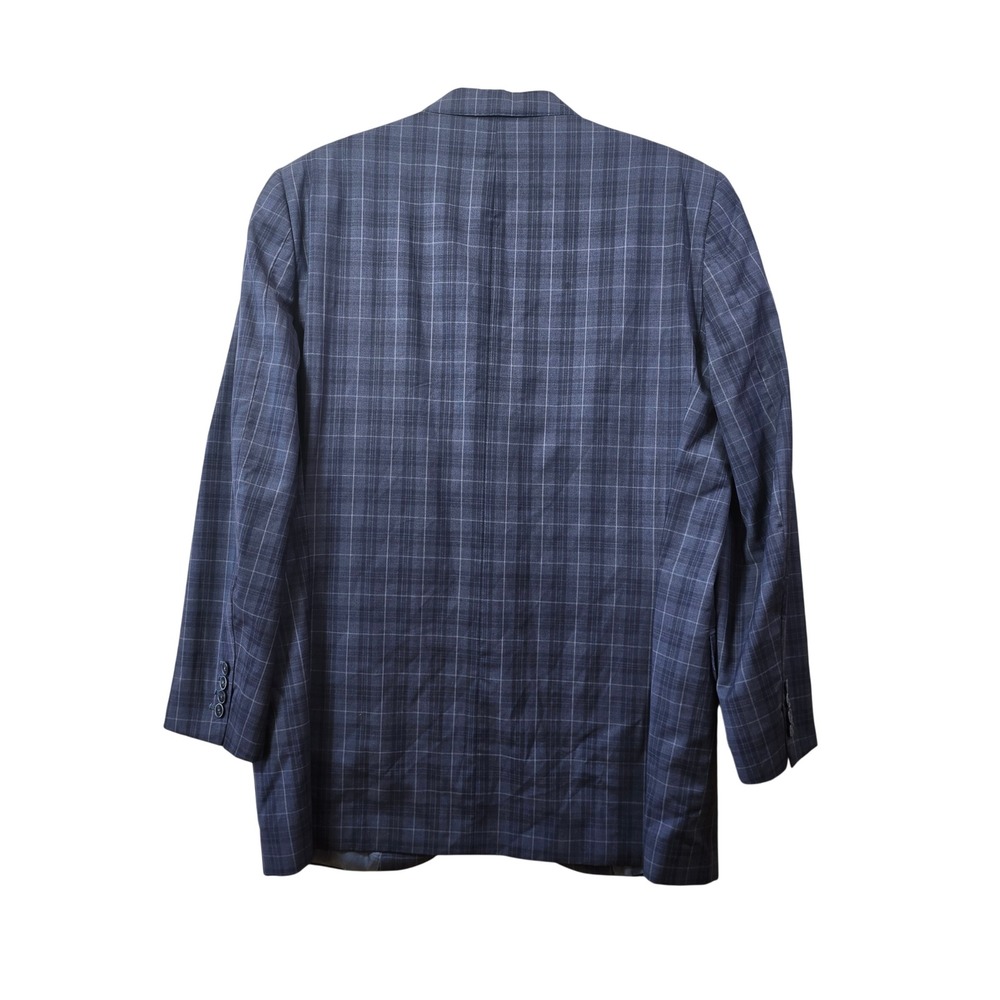 Vintage Peter Millar Mens 44T Blue Plaid Wool 2 Button Sport Coat Blazer Canada - Picture 3 of 8